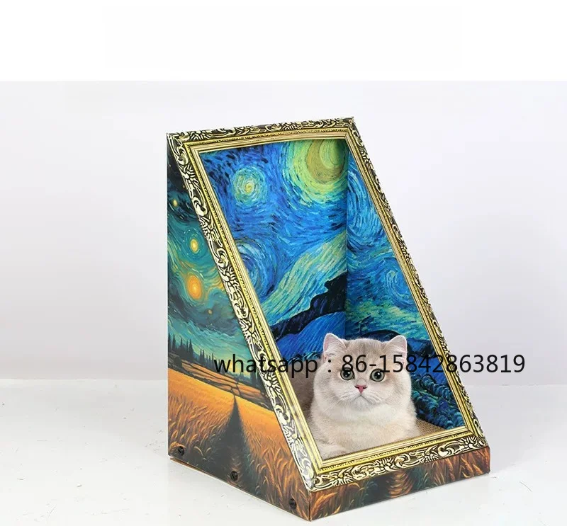 Oil Painting Cat Nest, Retro, Cat Scratching Board, Universal in All Seasons, Grinding Claws, Scratch and Wear Resistance