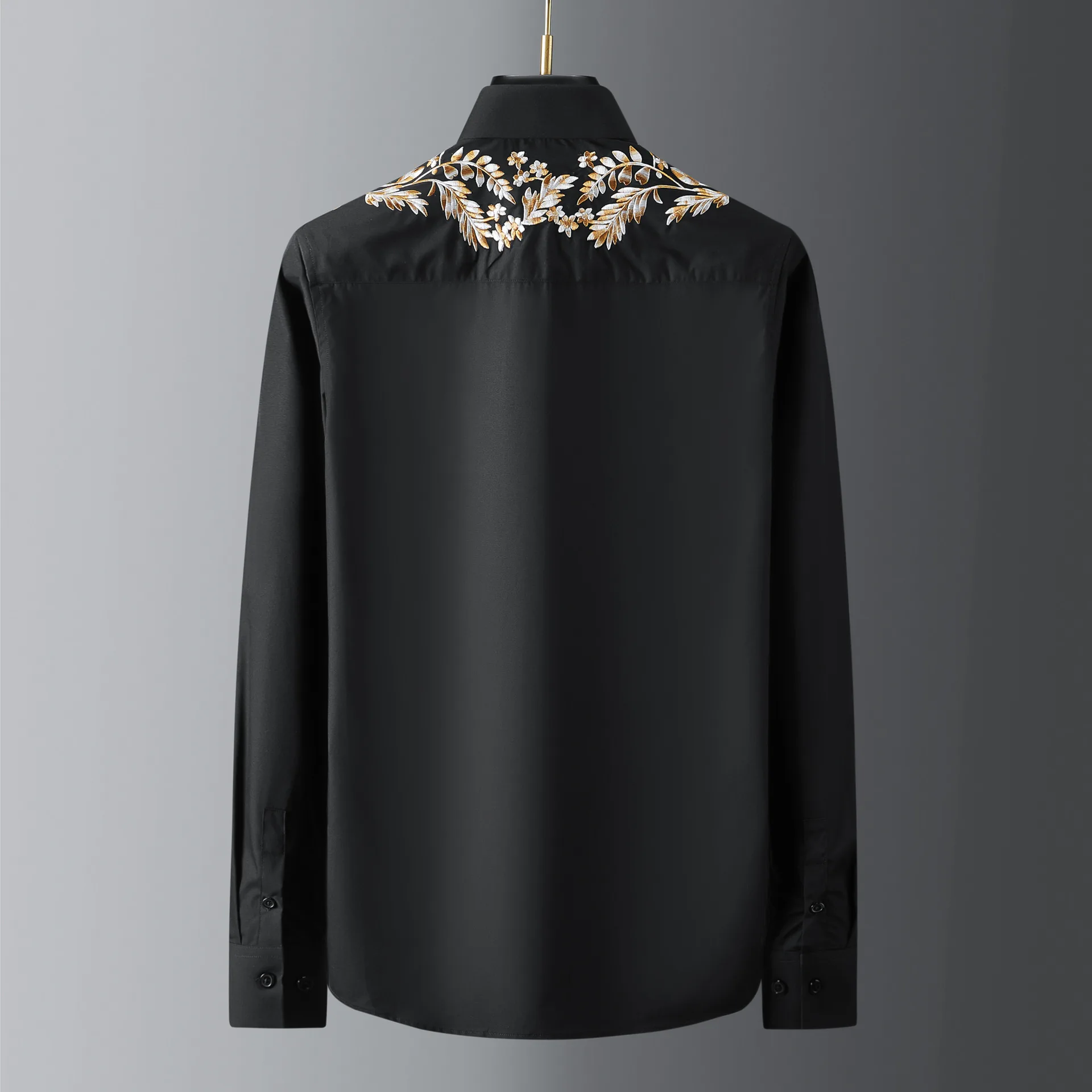 Heavy Industry Embroidery Flower Shirts Men Long Sleeve Social Banquet Stage Singer Dress Shirt Cotton Casual Business Blouse
