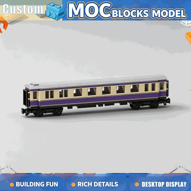 1173PCS Vintage First Class Passenger Coach Building Blocks Eight Wheel Railway Train Car Model DIY Assembly Toy Collection Gift