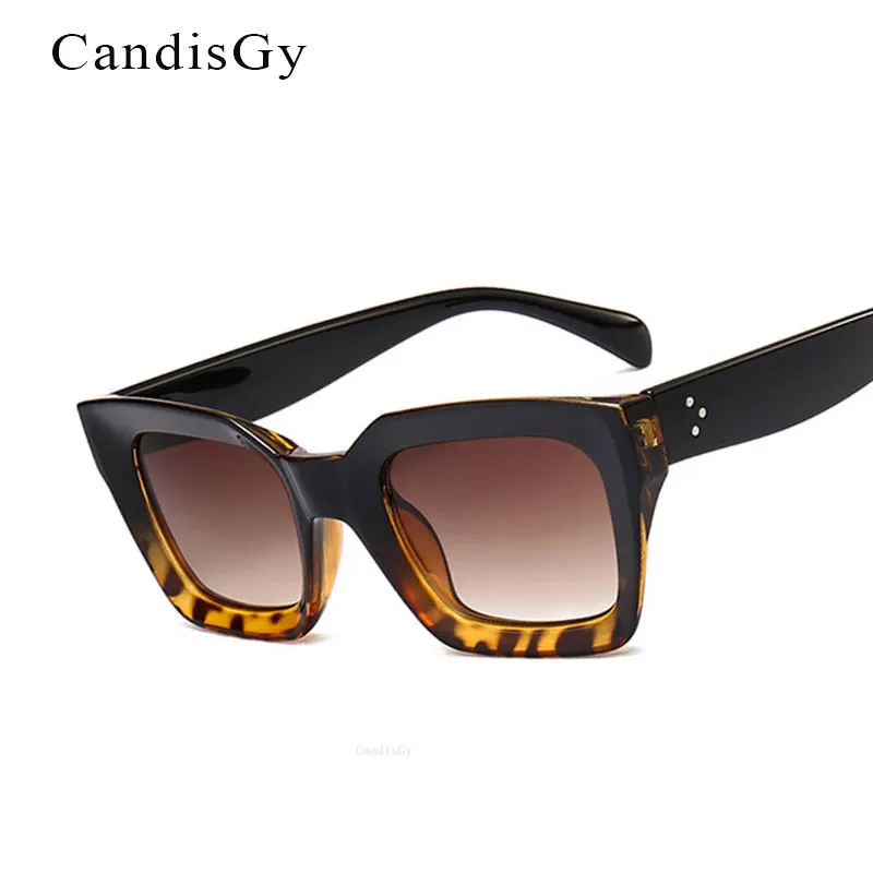 

New Arrival Women Brand Designer Leopard Top Quality Cateye Sunglasses Lady Flat Lens Fashion Sun Glasses Clear Sun Glasses