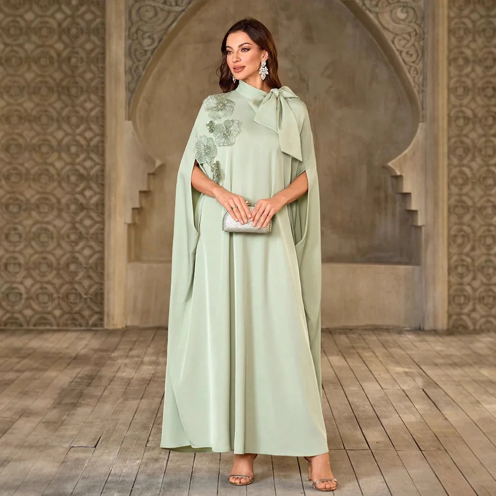 Neue Eid Mubarak Muslimische Frauen Bowknot Maxi Kleid Abayas Lose Dubai Türkei Kaftan Ramadan Jalabiya Kaftan Party Kleider Arabischen Robe