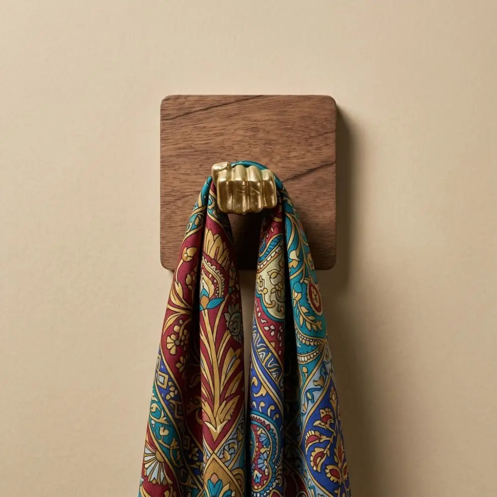 Punch-Free Solid Wood Wall Hooks Brass Material Creative Design Coat Hooks Novelty Multi-Purpose Coat Rack Indoor Decor