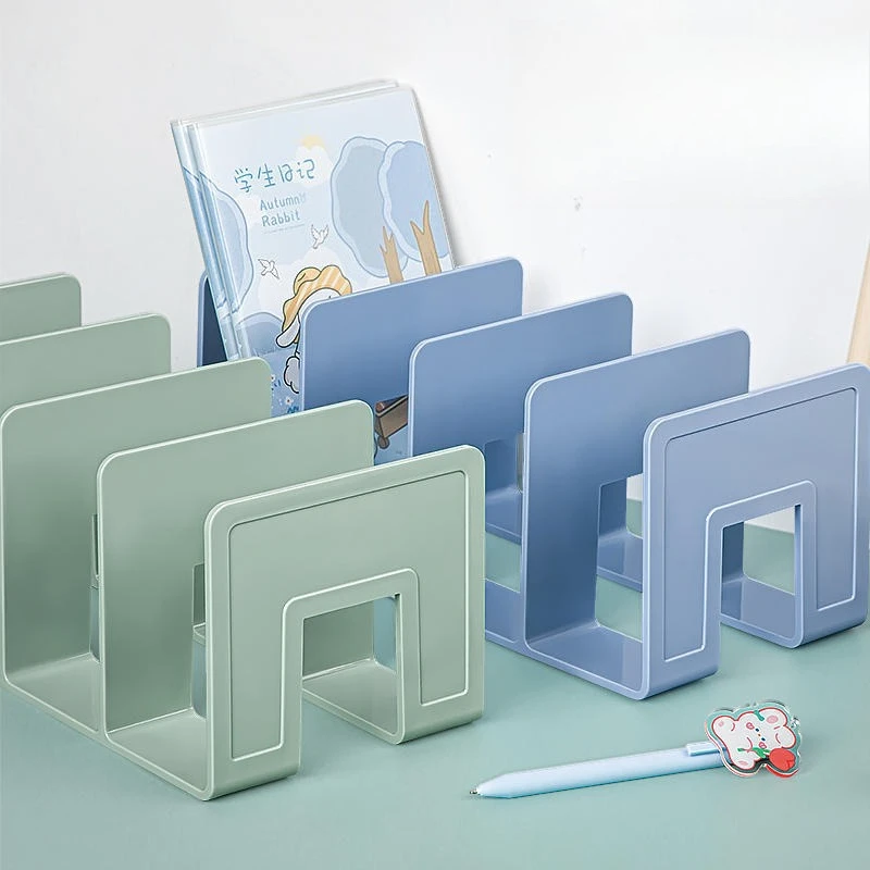 A Simple Desktop Bookshelf with Four Columns for Office Use A Student Book Storage Desktop Bookshelf