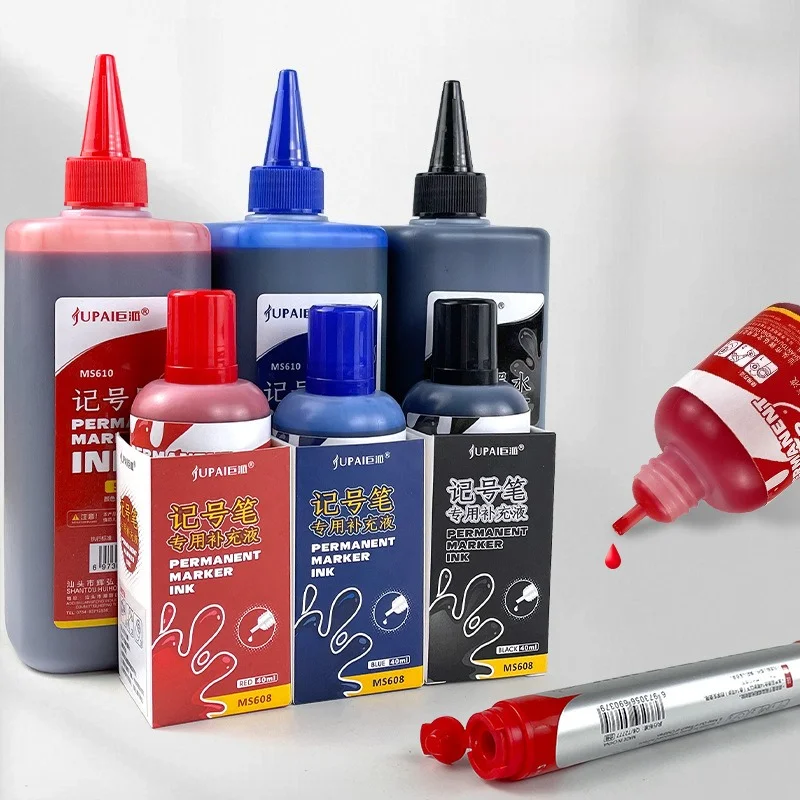 500ML Oil Based Permanent Marker Ink Refill Set Waterproof Oil Proof Fast Dry Non Fading Refill Ink