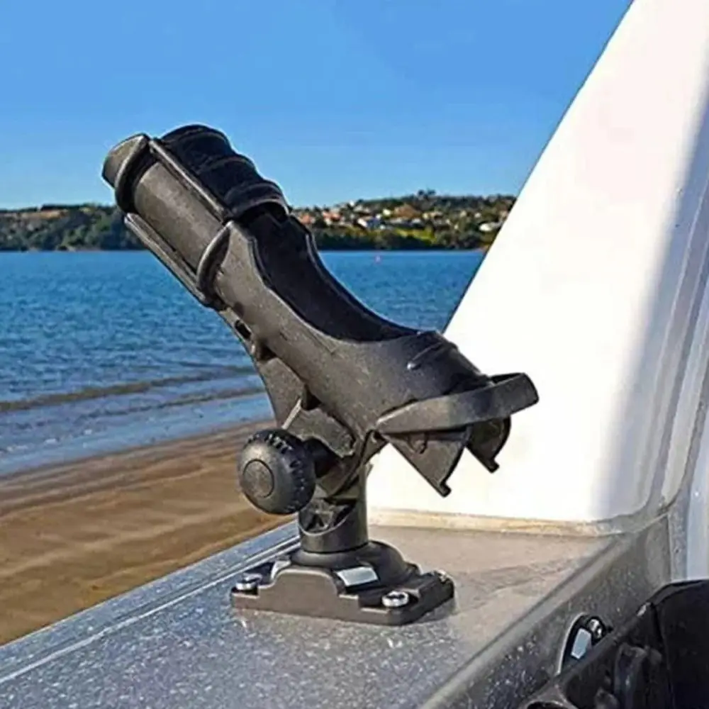New Black Kayak Rod Holder Base Secure Versatile Rod Holder Mount Base Kayak Boat Fishing ABS Rectangular Mount Base