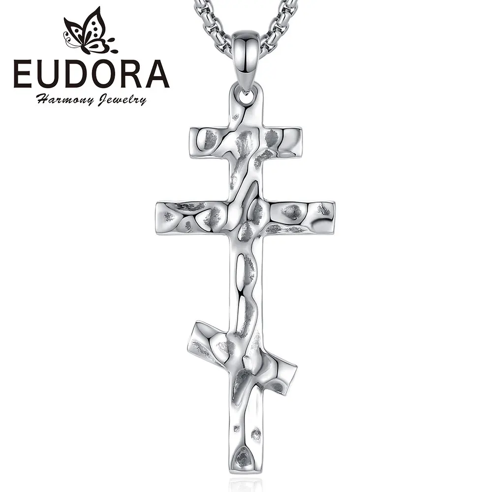 Eudora Copper Orthodox Cross Necklace Christian Amulet Cross Pendant Religious Protection Jewelry Fine Gift ﻿for Men Woman