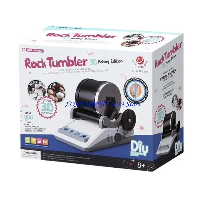 

F42F Rock Tumbler Gemstones Polishing Machine Durable Leak-Proof Rock Polisher DIY Physics Experiment Toy for Adult and Kids
