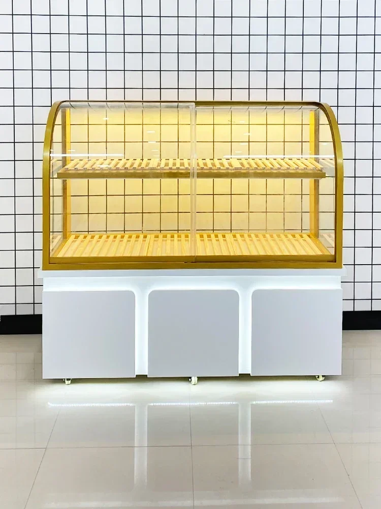 Bread Display Cabinets Semi-Curved Pastry Shop Wall-Side Island Baked Commercial Glass Cabinet Shelf