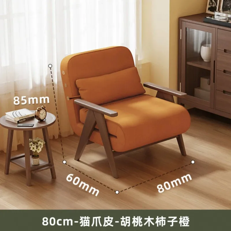 Sofá-cama preguiçoso de madeira maciça dobrável de dupla finalidade multifuncional pequeno apartamento doméstico novo sofá reclinável e de dormir