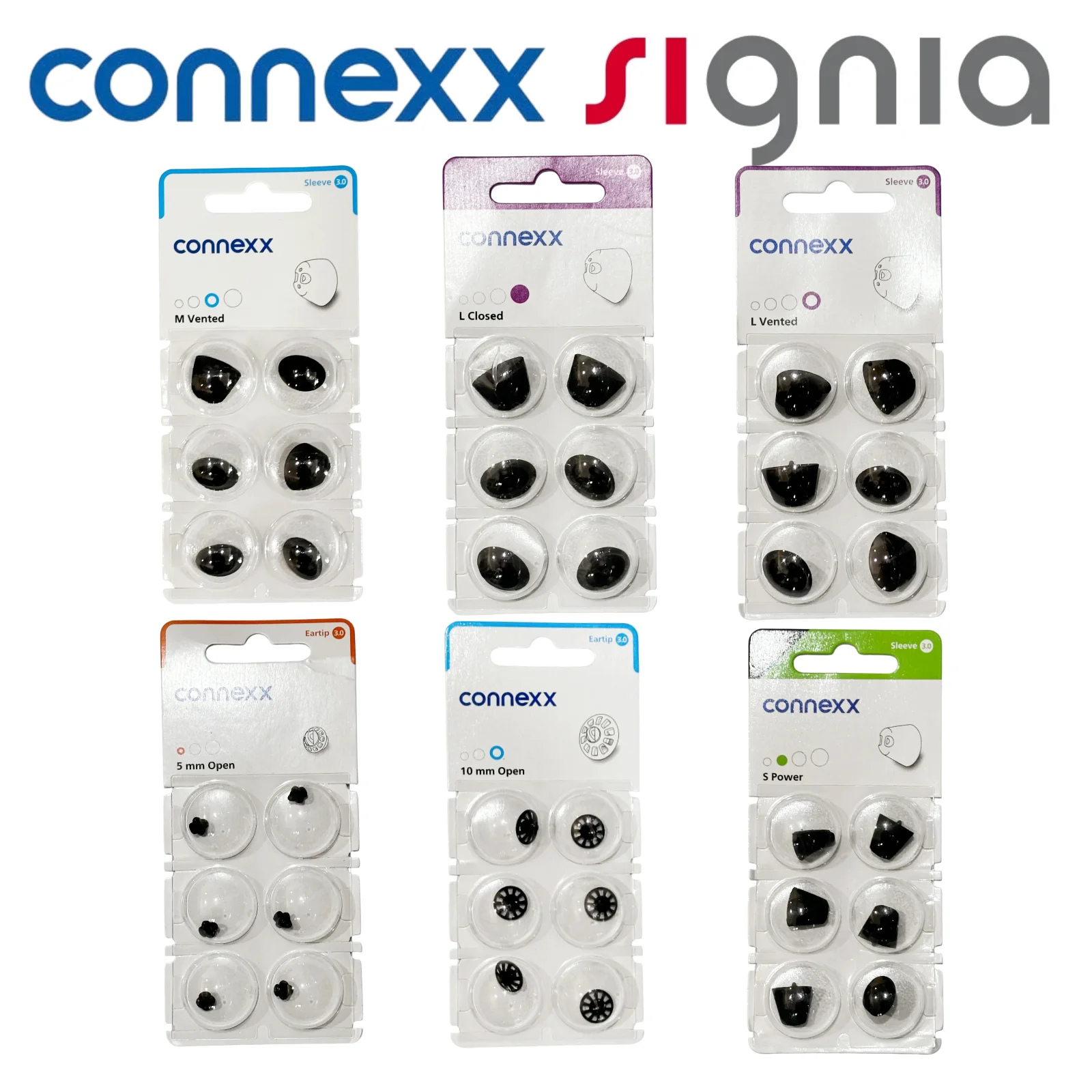 Signia Rexton Connexx Sleeve 3.0 Domes Hearing Aid Vented/Power/Closed Domes XS/S/M/L Comfortable Breathable Fit