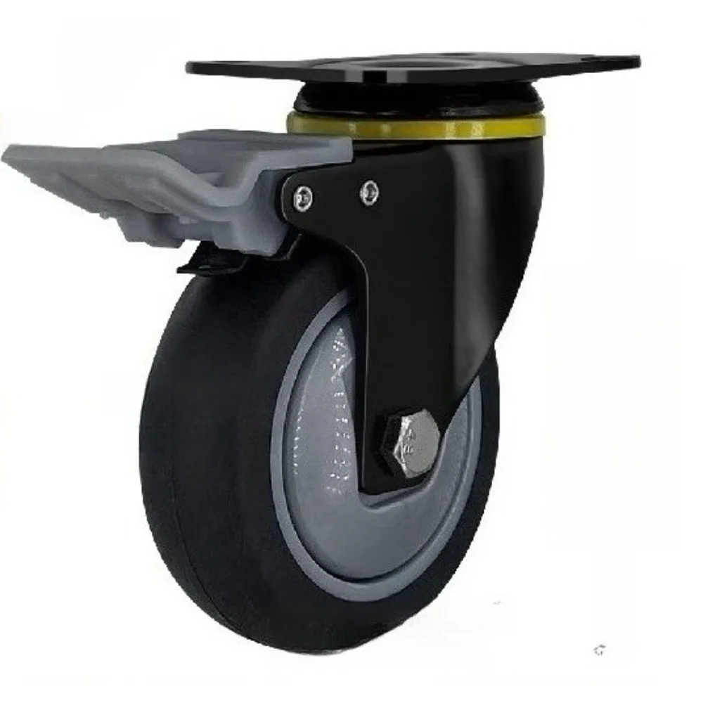 

Rubber 3/4/5 inch silent universal wheel 4 inch small cart puller anti-winding wheel with brake casters