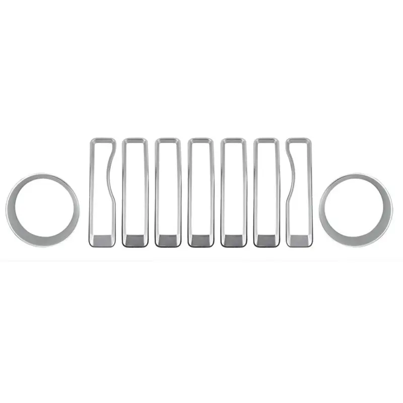 

9Pcs Front Grille Trim Inserts Grill Cover For Jeep Wrangler JL JLU Sports 2018-2023
