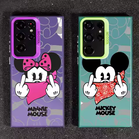 Disney Minnie Art For Samsung Galaxy S24 S23 S22 S21 S20 Note 20 Ultra Plus FE 5G Colorful Silver Funda Phone Case