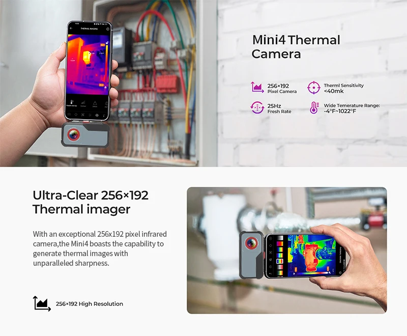 Hoge Resolutie 256X192 Android Warmtebeeldcamera Werkt Voor Smartphones