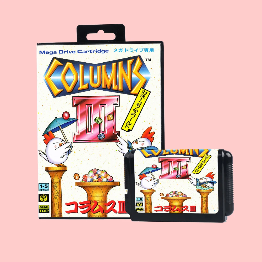 Columns III Revenge of Columns Japan Version Game Card Box Manual For 16 bit Sega MD MegaDrive Genesis Consoles