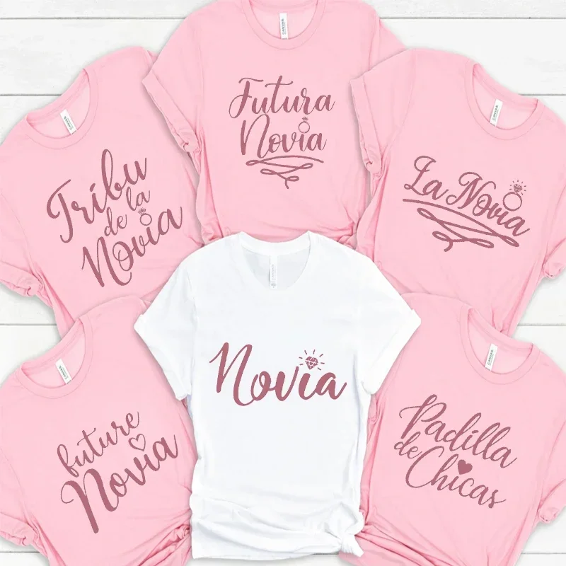 

Spanish Letter Future Bride T-shirt Team Bride Tshirt Bachelorette Hen Party T Shirt Bridesmaid Tee Engagement Wedding Party Top