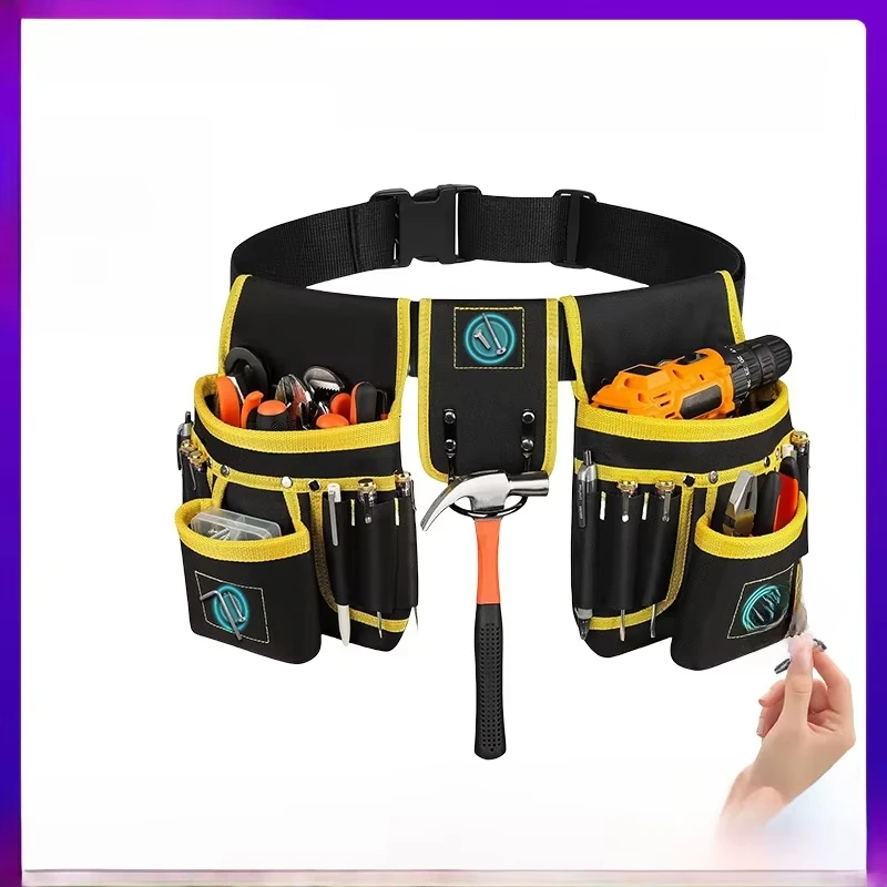 Adjustable Multi-Pocket Tool Organizer Waist Bag with Strong Magnetic Design for Storage and Repair - Cross-Border