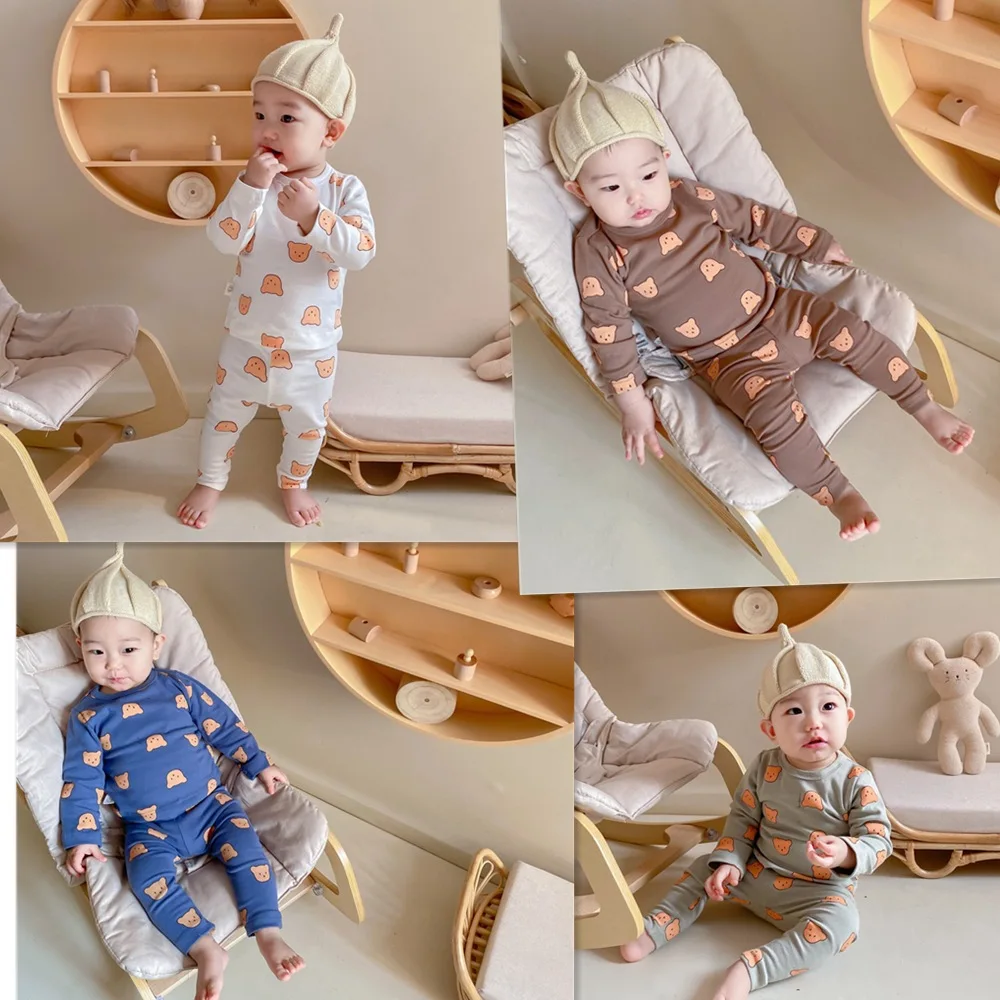 2 Pcs 2024 Autumn and Winter Baby Clothing Loungewear Girl's Clothes Complete Set of Clothing Baby Kits Kids Stich Undershirts