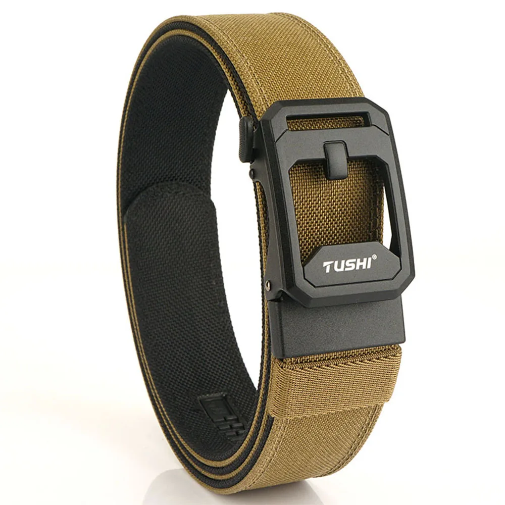 TUSHI Neuer militärischer taktischer Gürtel für Herren, eng, robust, Nylon, robust, harter Gürtel für Herren, Outdoor, Freizeitgürtel, automatischer Bund – Detail 20