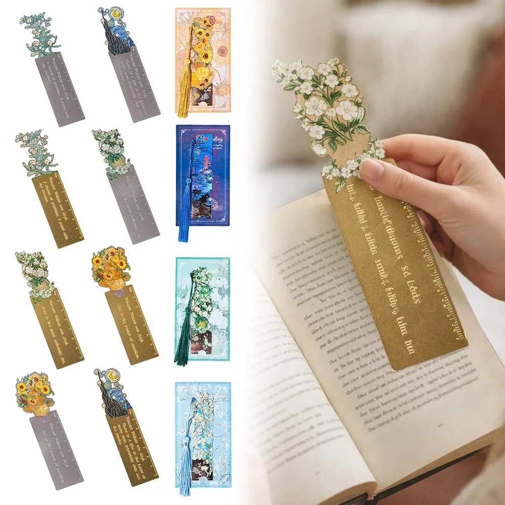 

Sunflower Metal Bookmark Painting Pendant Decorative Reading Book Clip Tassel Pendant Aesthetic Stationery Pagination Mark