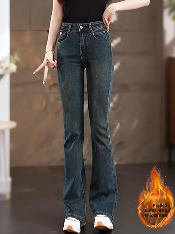 

Джинсы-боты с высокой талией, женские эластичные цементные джинсы с высокой эластичностью для похудения, осень-зима, новые Sle для поездок на работу