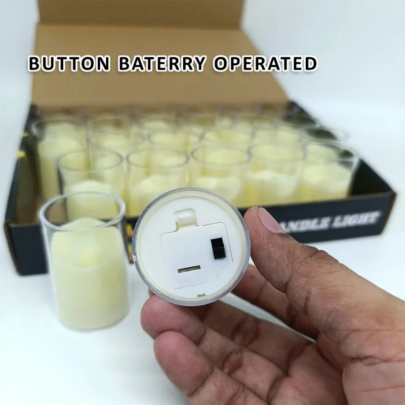 1 قطعة عديمة اللهب LED Tealight الشموع زر بطارية تعمل اسطوانة الزخرفية حامل واضح شمعة مصباح ليد ديكور المنزل #3