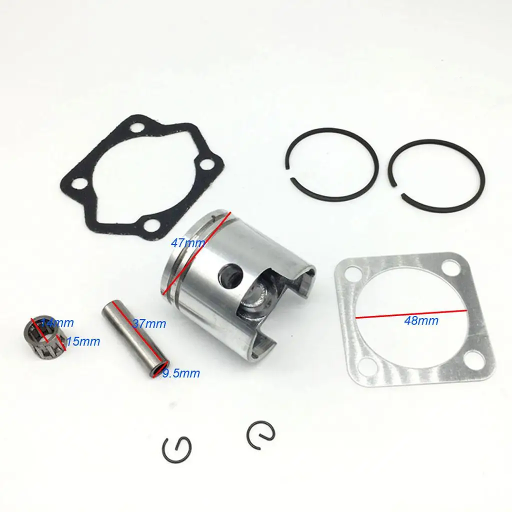 47mm Piston Kit Assembly with Circlips and Bearing for 80cc 2-stroke Bicycle Engine Bike Motor Kit Upgrade