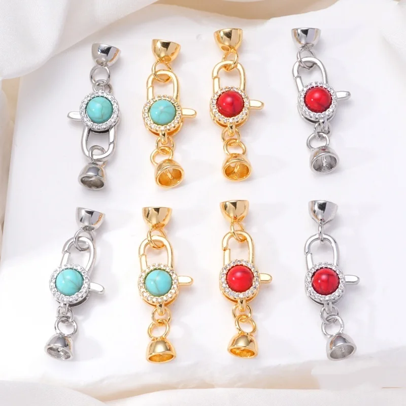 1pcs Pearl Necklace Bracelet Connecting Buckle Double Hanging Spring Press Lobster Buckle DIY Jewelry Making Material Accessorie