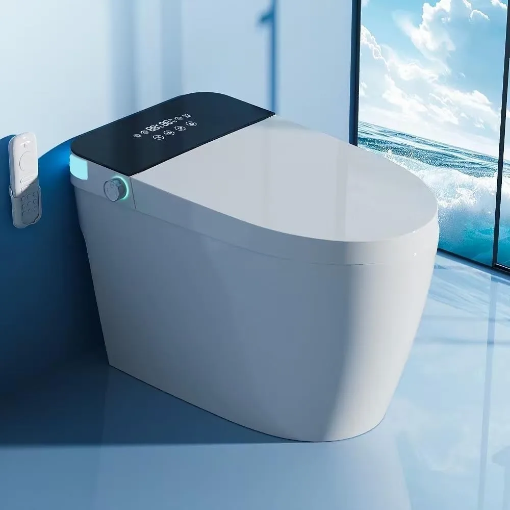 

Tankless Smart Toilet, Heated Bidet with Warm Water Sprayer & Dryer, Walk Away Auto Flush and Close,One Piece Bidet Toilet for