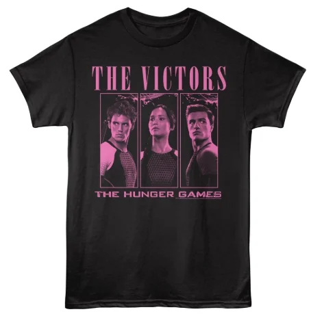 The Hunger Games The Victors Trio Portrait Graphic T-Shirt, Unisex Retro Movie Fan Casual Cotton Short Sleeve Tee