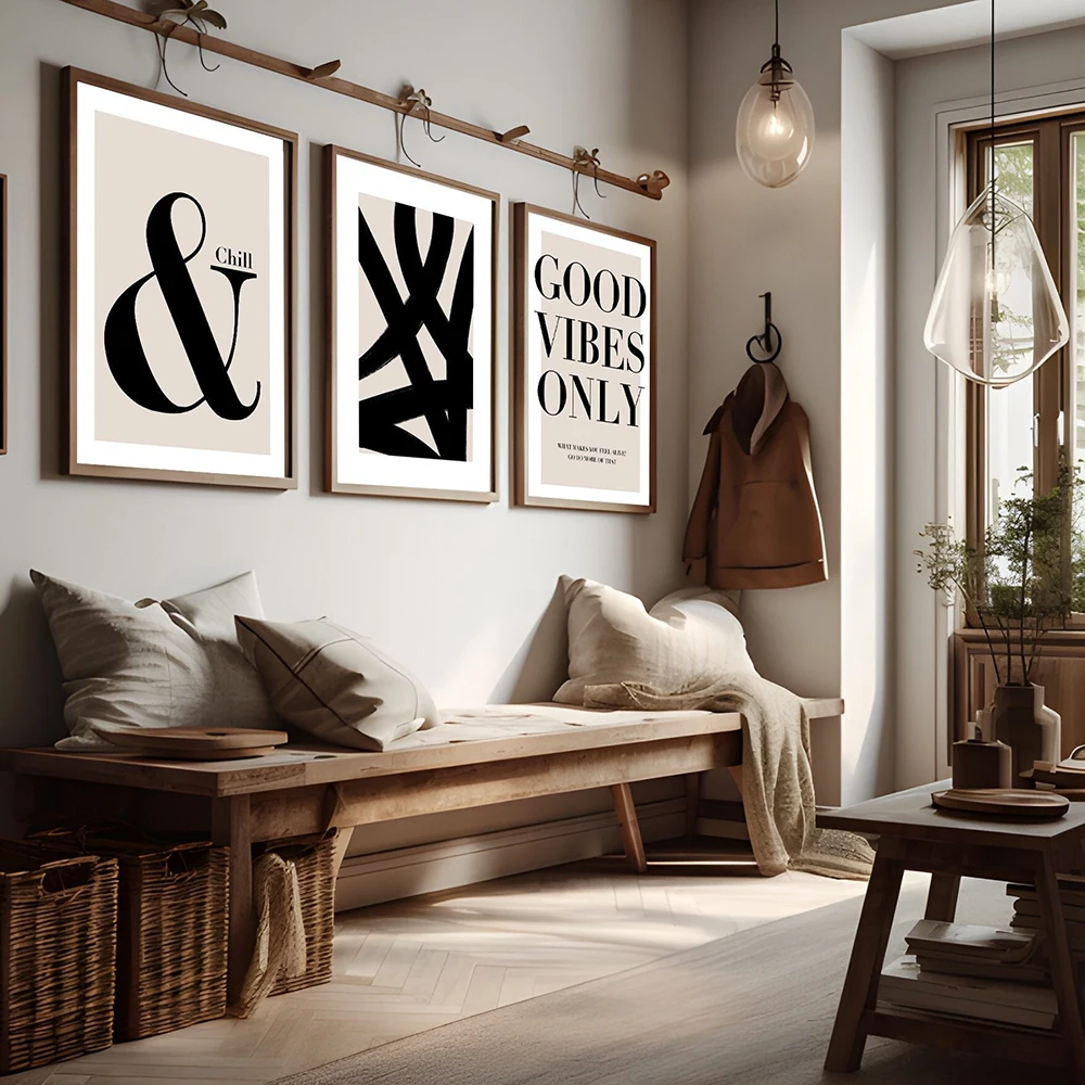 Neutral Abstract Art Chill Ampersand Beige Quote Prints Poster Modern Minimalist Nordic Canvas Painting Wall Picture Room Decor