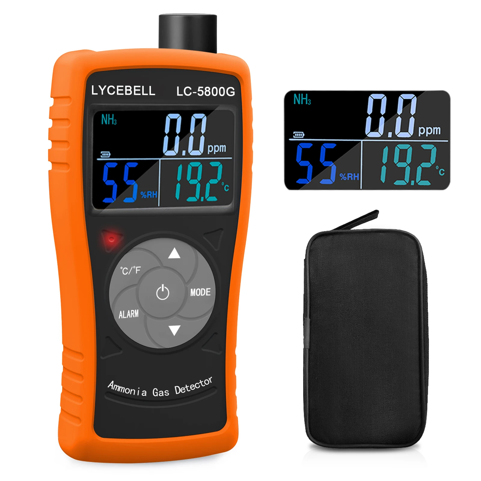 

5800G Ammonia Gas Detector & Air Quality Monitor - Temperature and Humidity Tester for Poultry Farms, Hen Houses, and Factories