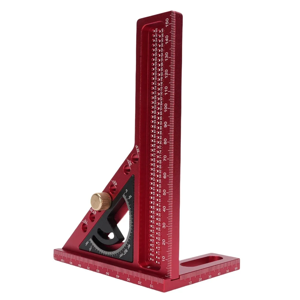 0-180° Adjustable Measuring Square Ruler Angle Pin Anodized Finish Adjustable Angle Ruler Red And Black Color Multi Angle