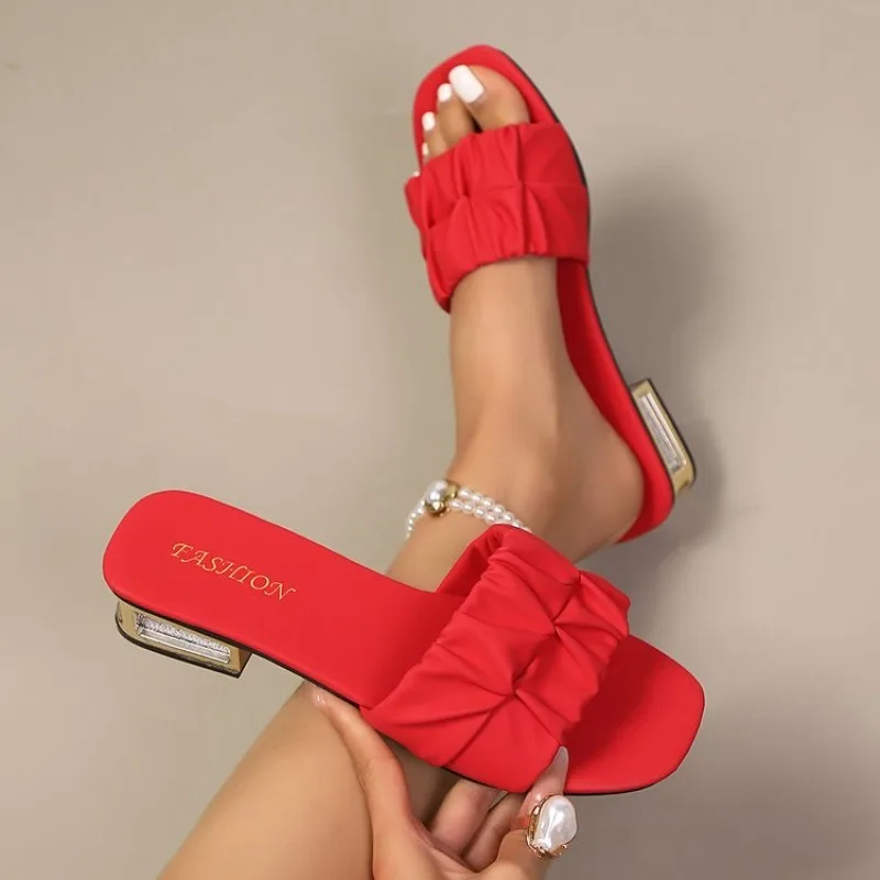 

Fashionable Outerwear Lightweight Square Toe Comfortable Casual Slippers Summer New Elegant Beach Bottom Women's Slippers