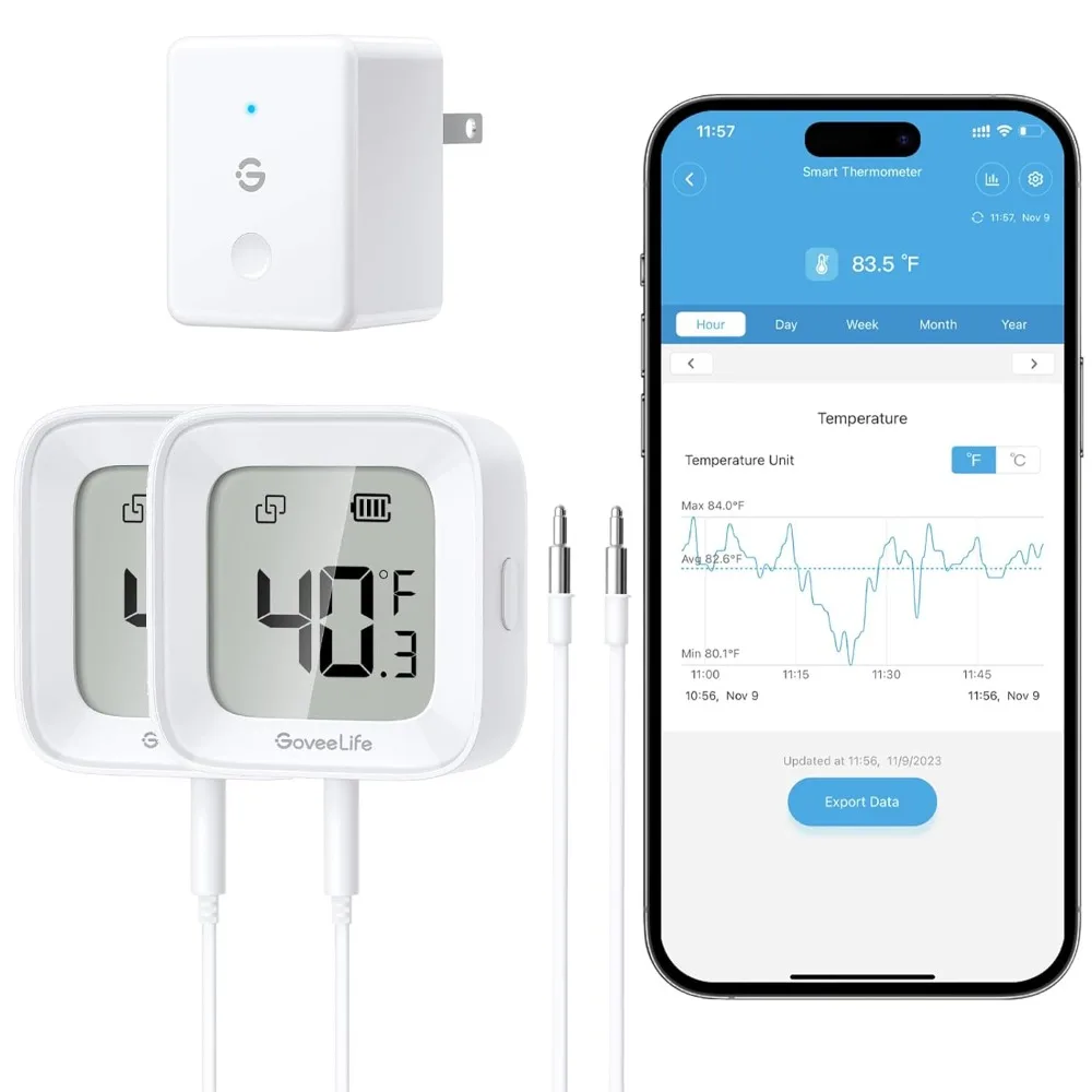 

WiFi Refrigerator Thermometer with Alarm, Wireless Digital Freezer Temperature Gauge with App Control, LCD Display,