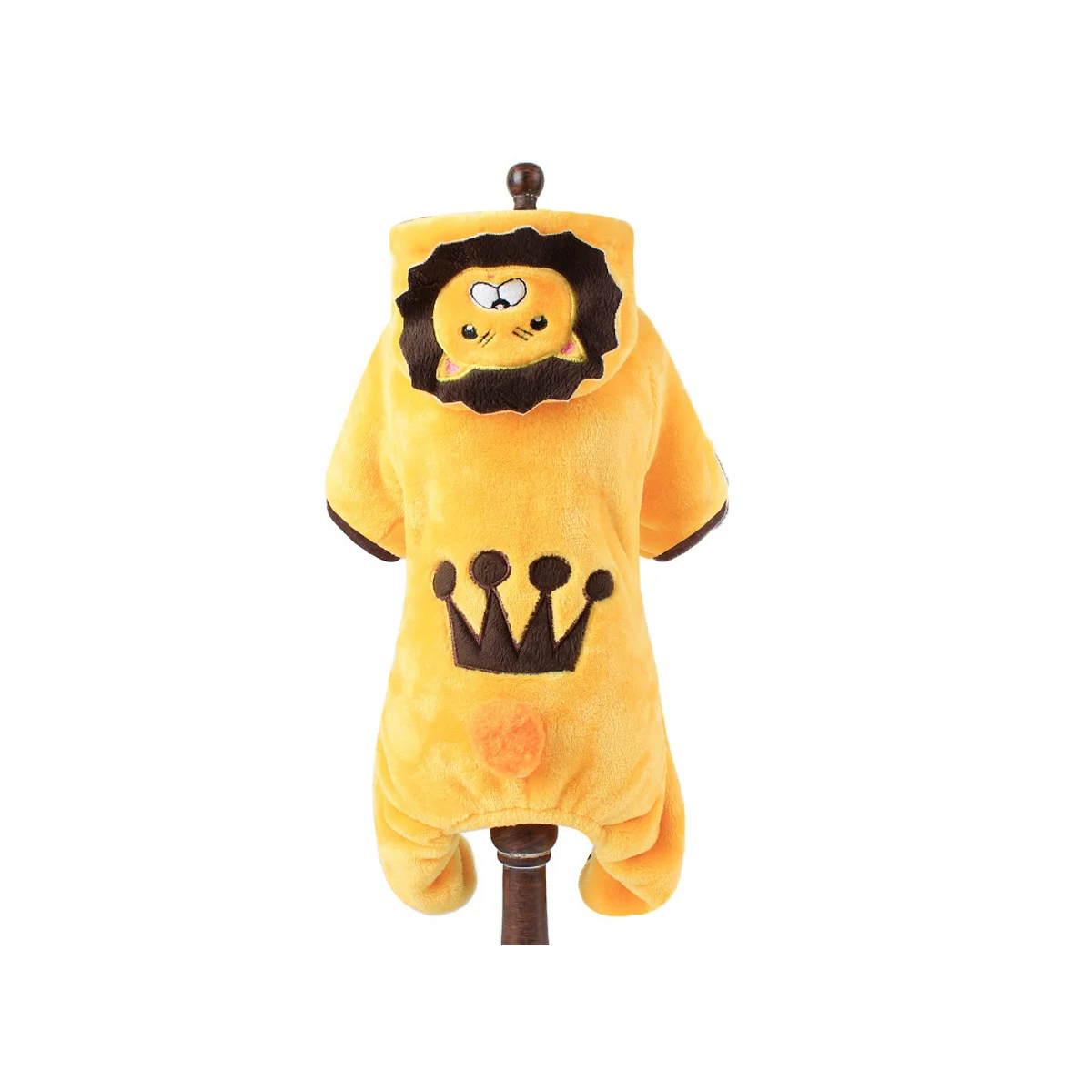 

Pet Jumpsuit Lion Style Hoodie For Small Dog Coral Fleece Warm Snap Fastener Anti-Shedding Winter Outdoor Wear Dog