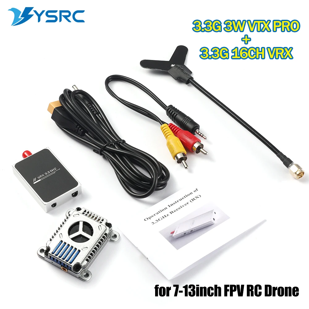 

3.3G 3W VTX PRO Drones Model Video Transmitter 16CH 3.3G VRX for Long Range Flight DIY RC FPV Quadcopter Freestyle Drone Parts