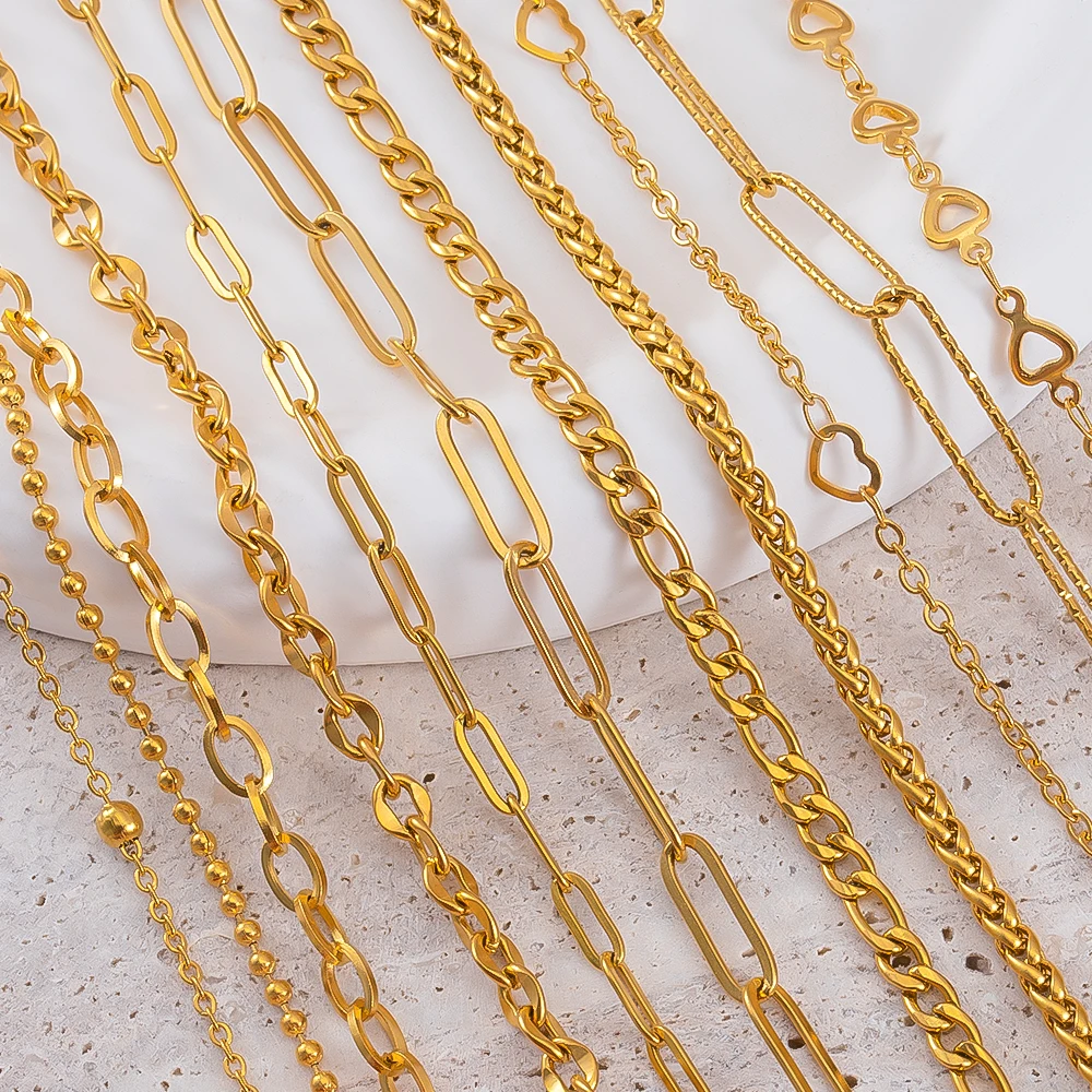 No Fade 1Meter Stainless Steel Basic Chain for Jewelry Making Findings DIY Bracelet Necklace Chain Component MultiStyle Material