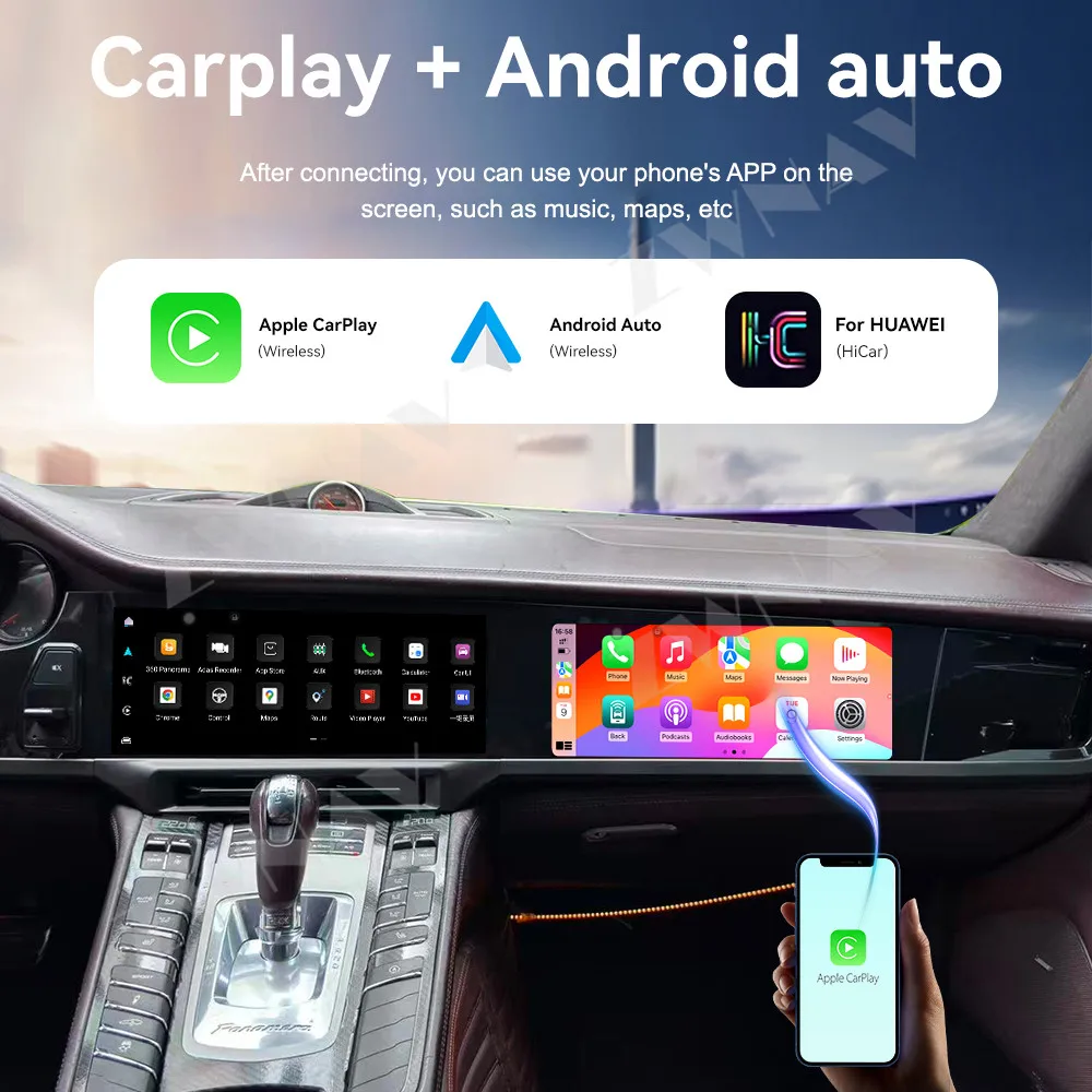 

GPS Navigation 4G WIFI Carplay Dual 12.3 Inch Android 14 for Porsche Panamera 2010-2016 Car Audio Touch Screen Androidauto
