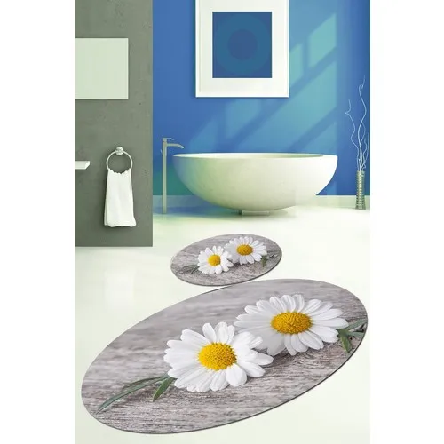 Else Kadser Yellow Daisies Oval Bath Mat Set Toilet Seat Pad