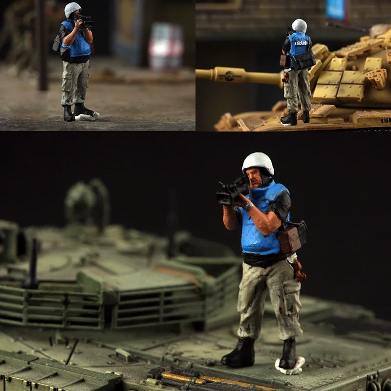 1/72 Scale Modern Correspondent 1pcs Reporter Soldiers Action Figures Model Toy DIY Scene Accessory Dolls Collection Display Fan