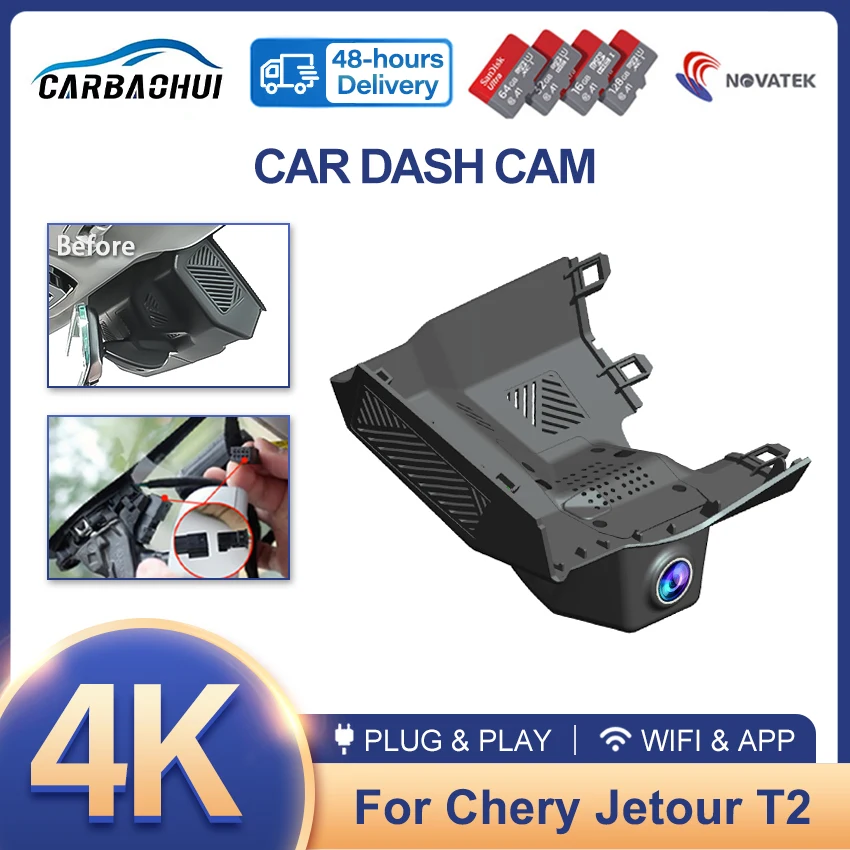 

4K Plug And Play For Chery Jetour T2 Traveler 2026 2024 2025 Car Wifi DVR Video Recorder Dash Camera Dashcam