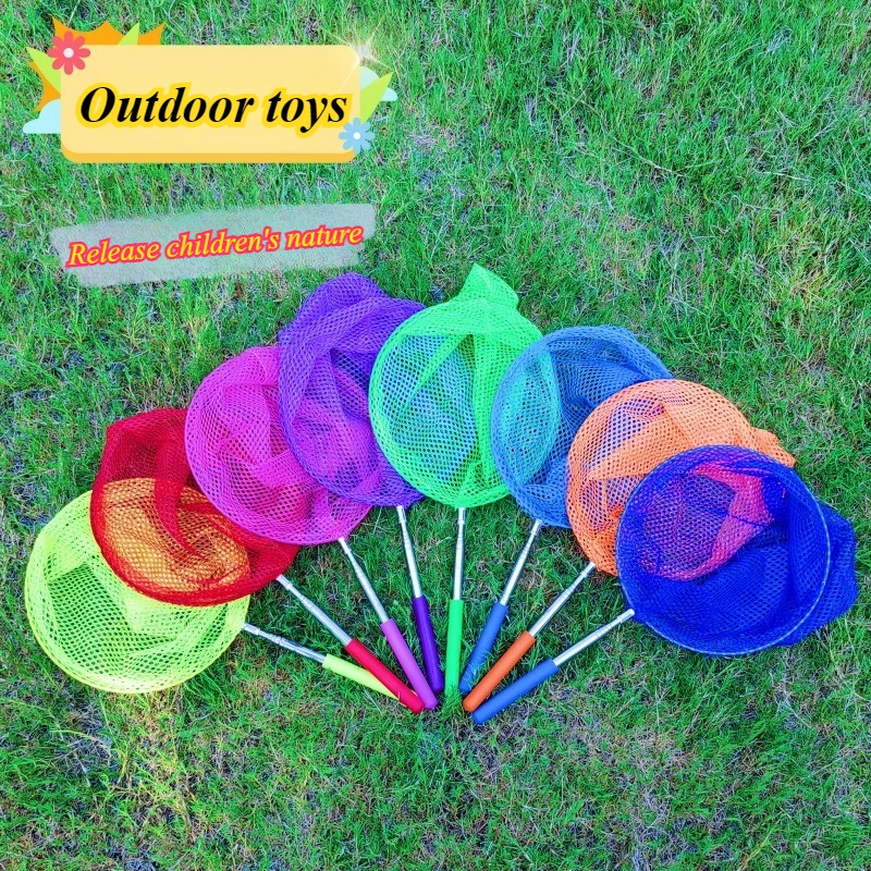 2pcs Stainless Steel Catch Fish Go Fish Folding Bucket Outdoor Toys Capture Insect Nets Copy The Internet Children Telescopi Net