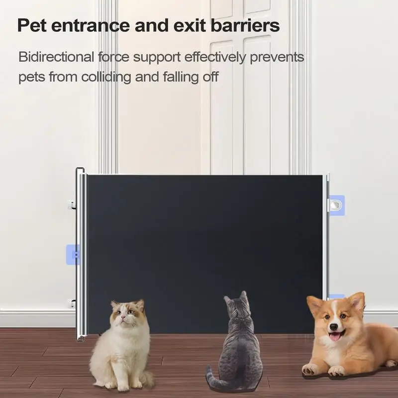 Portão retrátil dobrável para cães, portões para bebês, para escadas, barreira resistente a arranhões, design leve para ambientes internos
