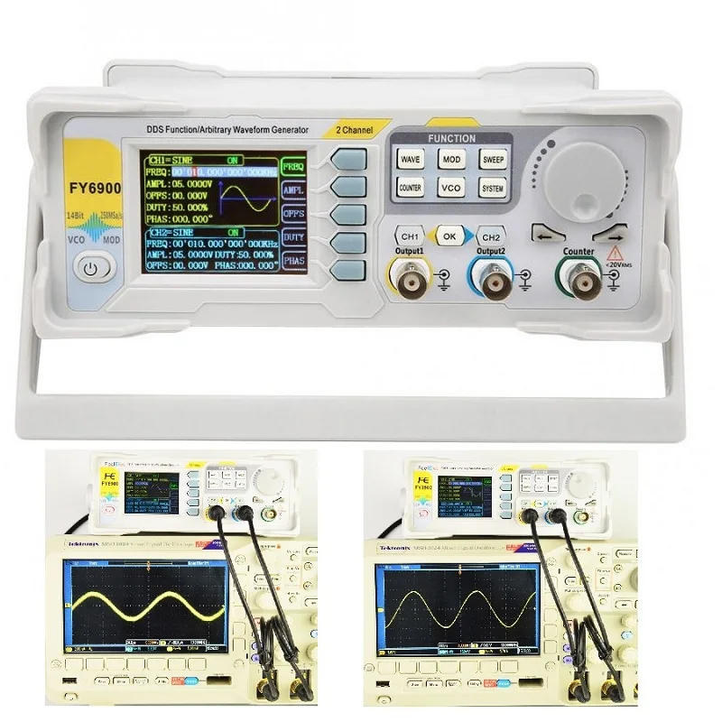 FY6900 100MHZ Digital Function Signal Generator Dual Channel Arbitrary Waveform Meter Inner Calibrate Work with FYV2000 FPA101A