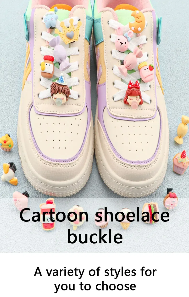 Schnürsenkel Dekoration Clips Schnürsenkel Schnalle Cartoon Krone Kuchen Süßigkeiten Macaron Farbe Schuhe Zubehör für Mädchen Kinder 1PCS – Detail 1