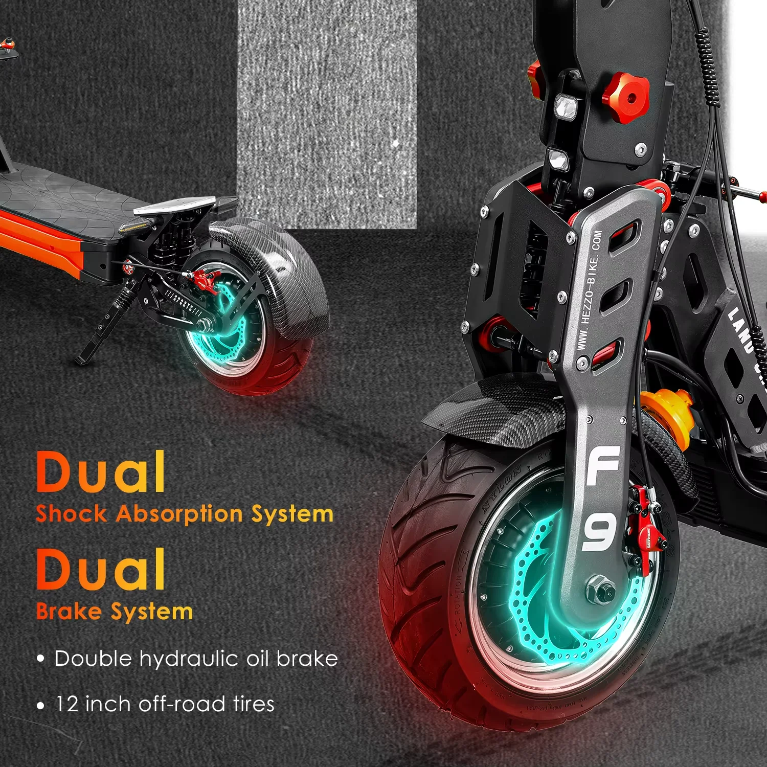 Unidad dual de 8000W con pantalla de control multifuncional, amortiguador NFC, neumáticos de carretera de 12 pulgadas, scooter eléctrico todoterreno