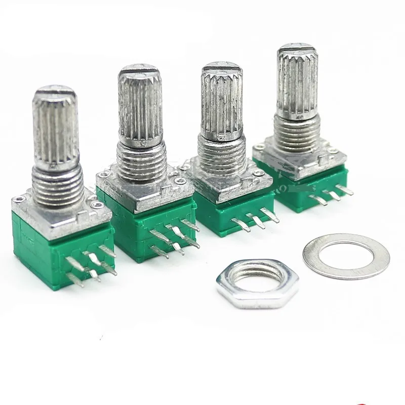 10 pcs RK097N single 3-pin/RK097G dual 6-pin potentiometer B5K/10K/20K/50K/100K long 15MM