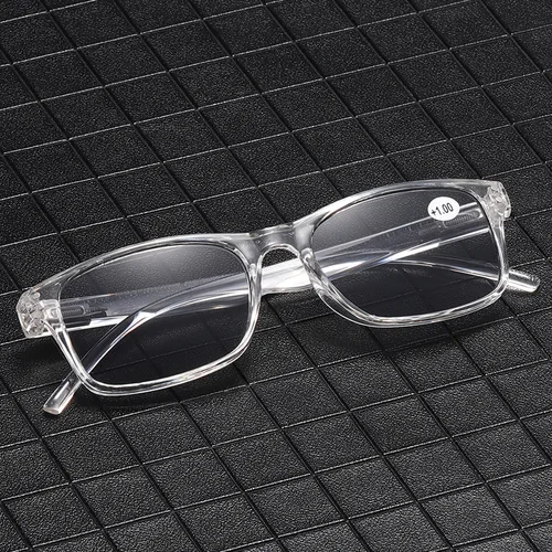 Imagen 2 del producto Gafas de lectura para uñas de arroz, lentes cuadradas de alta definición, color negro y gris, con montura pequeña, resistentes a los rayos UV, para presbicia solar