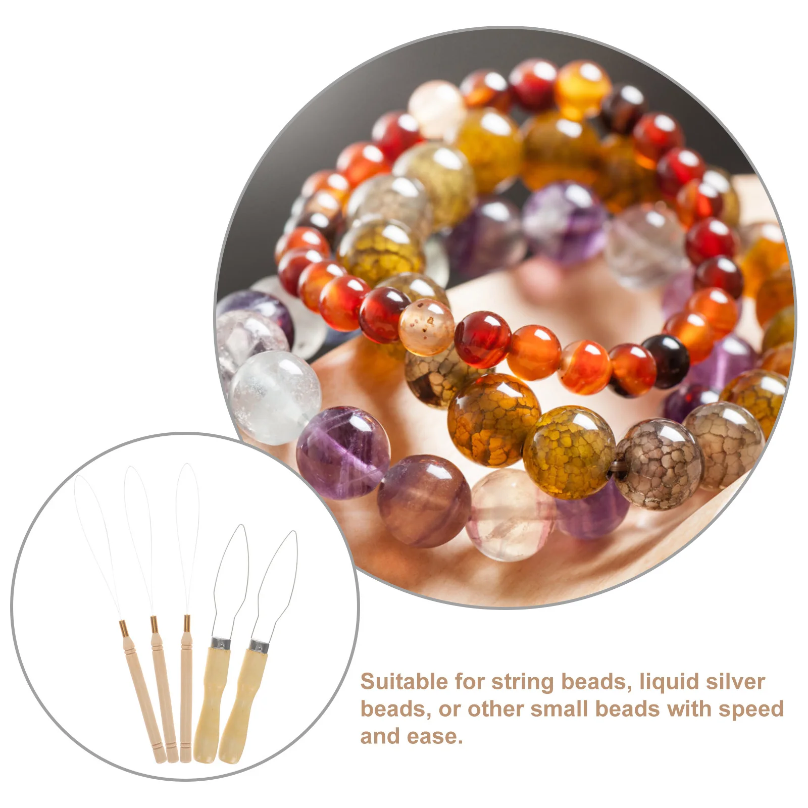 

5Pcs Bead Threading Tool Portable DIY Beading Needles for Necklace Bracelet Making Craft Supplies String Beads